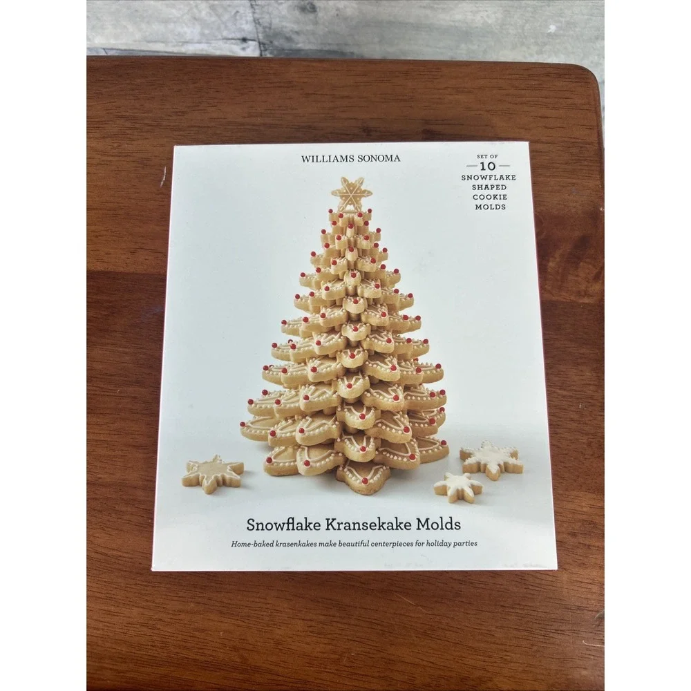 NEW Williams Sonoma Christmas Holiday Kransekake Set of 10 Snowflake Cookie Mold